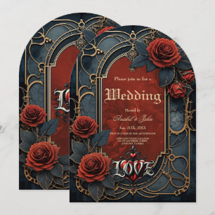 Vintage steampunk elegance clockwork Roses of Love Invitation