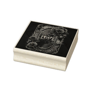 Vintage steampunk elegance clockwork Roses of Love Rubber Stamp