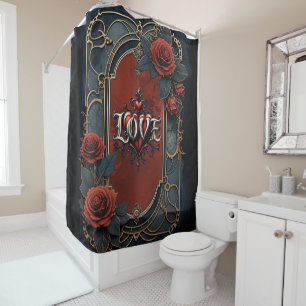 Vintage steampunk elegance clockwork Roses of Love Shower Curtain