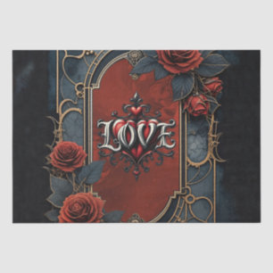 Vintage steampunk elegance clockwork Roses of Love Tissue Paper