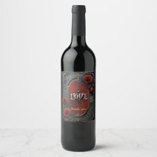 Vintage steampunk elegance clockwork Roses of Love Wine Label
