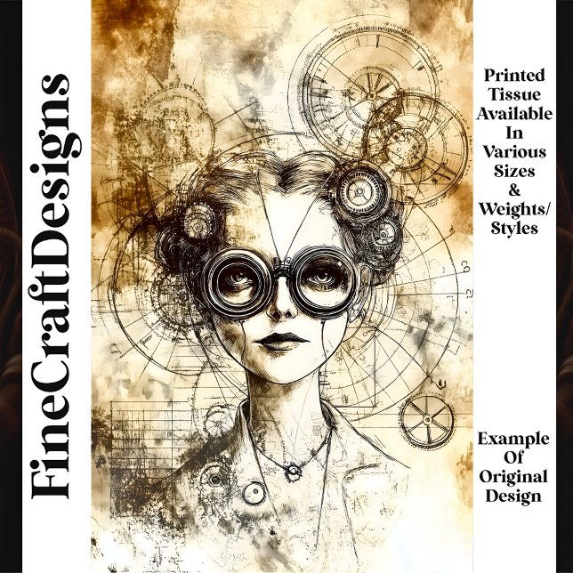 Vintage Steampunk Female Blueprint N6 Decoupage Tissue Paper (Creator Uploaded)