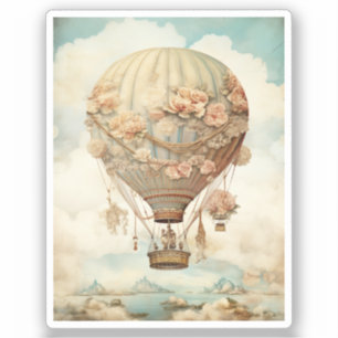 Vintage Steampunk Floral Blue Hot Air Balloon (2)