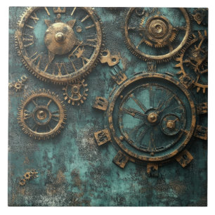 Vintage Steampunk Gears & Clockwork Tile