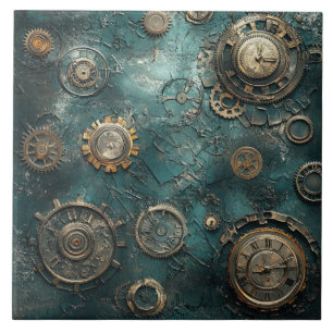 Vintage Steampunk Gears & Clockwork Tile