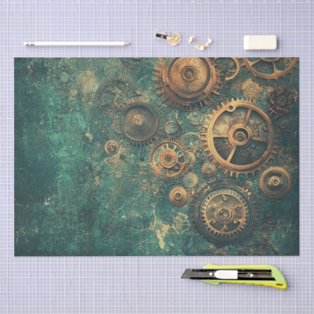 Vintage Steampunk Gears & Clockwork Tissue Paper (Craft)