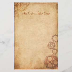 Vintage Steampunk Gears Parchment Stationery Paper