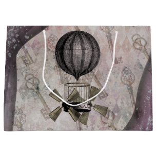 Vintage Steampunk Glam Purple Airship  Large Gift Bag