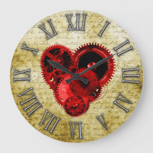 Vintage Steampunk Heart No.2 Large Clock