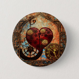Vintage Steampunk Hearts Wallpaper 6 Cm Round Badge