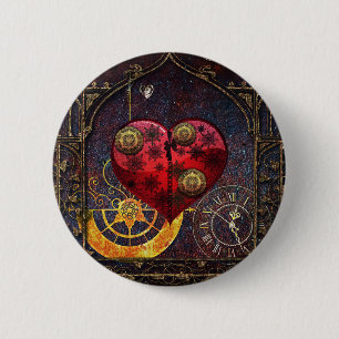 Vintage Steampunk Hearts Wallpaper 6 Cm Round Badge
