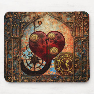 Vintage Steampunk Hearts Wallpaper Mouse Mat
