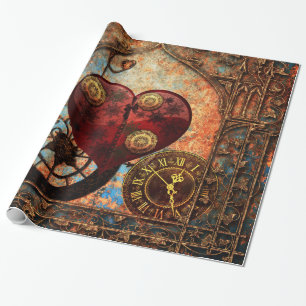 Vintage Steampunk Hearts Wallpaper Wrapping Paper