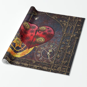 Vintage Steampunk Hearts Wallpaper Wrapping Paper