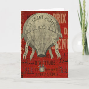 Vintage Steampunk Hot Air Ballon Ride Personalised Holiday Card