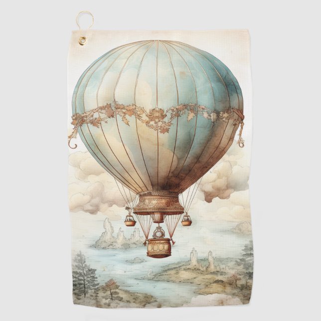 Vintage Steampunk Hot Air Balloon (2) Golf Towel (Front)