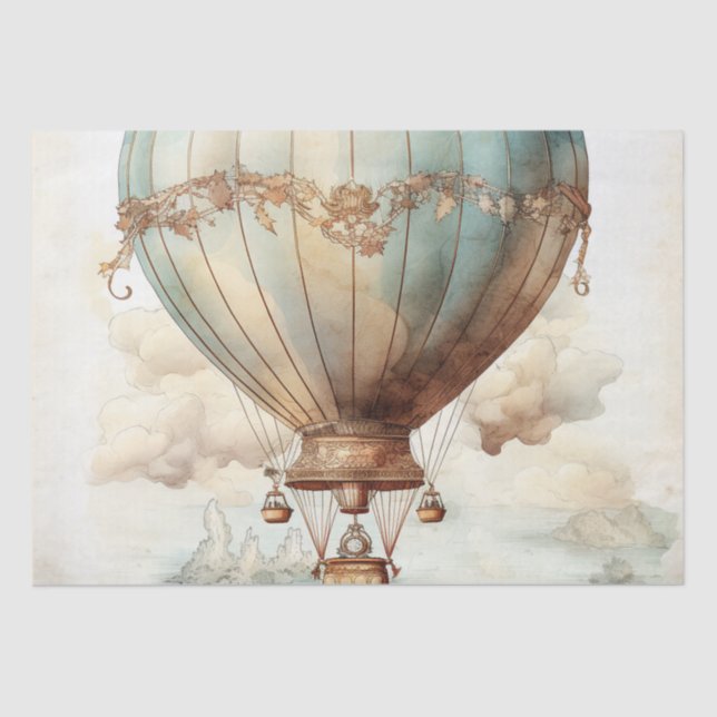 Vintage Steampunk Hot Air Balloon (2) Tissue Paper (Front)