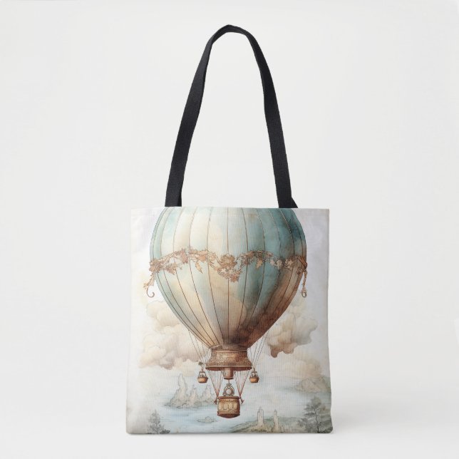 Vintage Steampunk Hot Air Balloon (2) Tote Bag (Front)