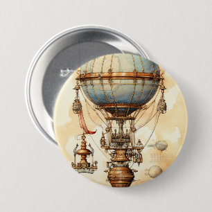 Vintage Steampunk Hot Air Balloon (3) 7.5 Cm Round Badge