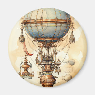 Vintage Steampunk Hot Air Balloon (3) Magnet