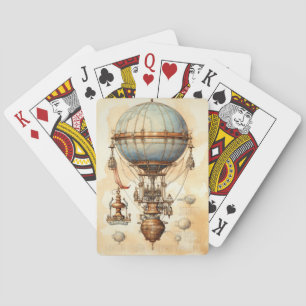 Vintage Steampunk Hot Air Balloon (3) Playing Cards