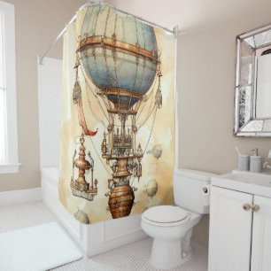 Vintage Steampunk Hot Air Balloon (3) Shower Curtain
