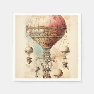 Vintage Steampunk Hot Air Balloon (4) Napkin