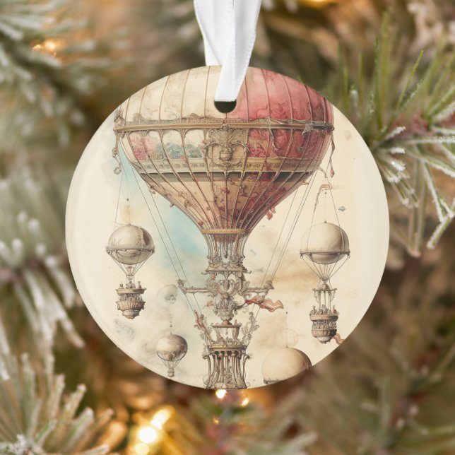 Vintage Steampunk Hot Air Balloon (4) Ornament (Tree)