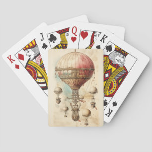 Vintage Steampunk Hot Air Balloon (4) Playing Cards