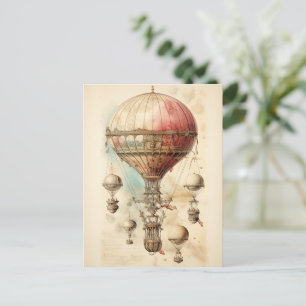 Vintage Steampunk Hot Air Balloon (4) Postcard