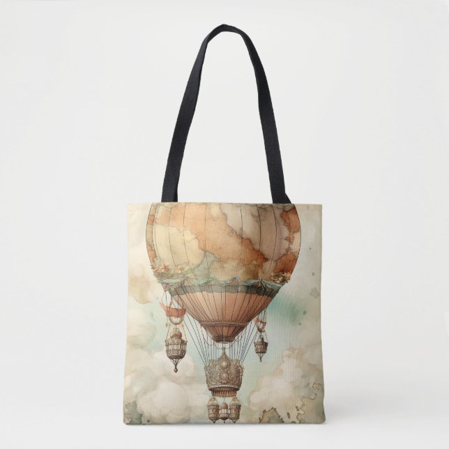Vintage Steampunk Hot Air Balloon (5) Tote Bag (Front)