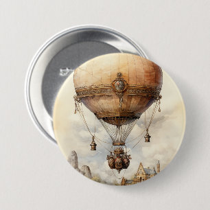 Vintage Steampunk Hot Air Balloon 7.5 Cm Round Badge