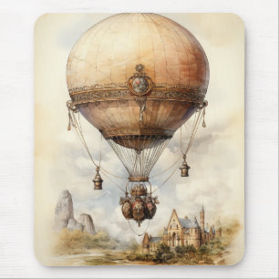 Vintage Steampunk Hot Air Balloon Mouse Mat