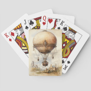 Vintage Steampunk Hot Air Balloon Playing Cards