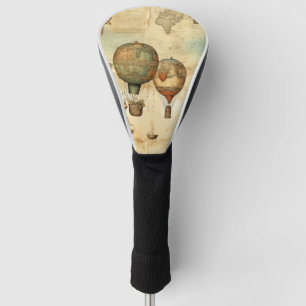 Vintage Steampunk Hot Air Balloon Sepia Golf Head Cover