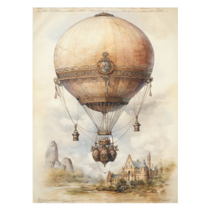 Vintage Steampunk Hot Air Balloon Tablecloth