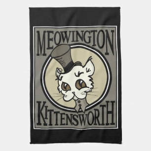 VINTAGE STEAMPUNK KITTY CAT GRAPHIC KITCHEN TOWEL