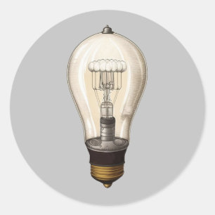 Vintage Steampunk Light Bulb Classic Round Sticker