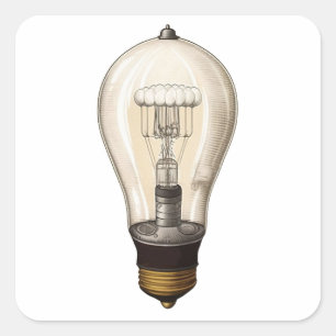 Vintage Steampunk Light Bulb Square Sticker