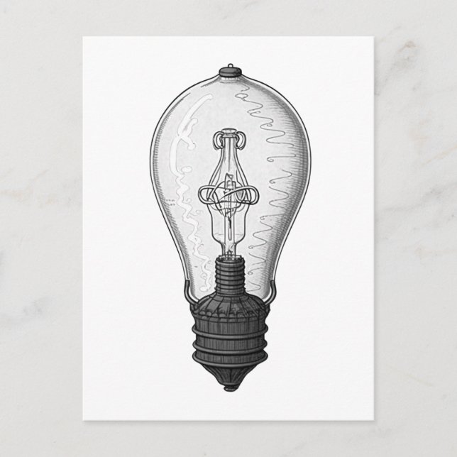 Vintage Steampunk Lightbulb Postcard (Front)