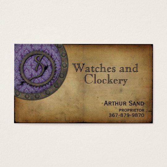 Vintage Steampunk Monogram Purple S Business Card