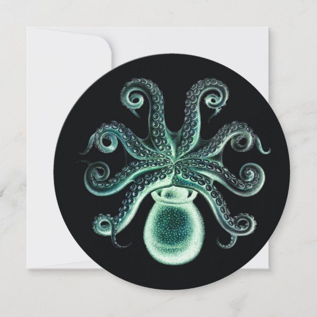 Vintage Steampunk Octopus - Teal (Front)
