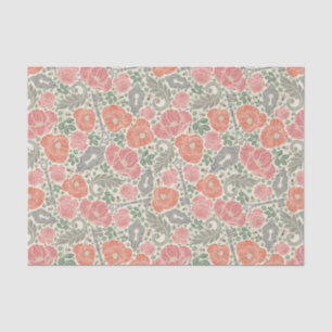 Vintage Steampunk Old Lock Key Red Poppy Tissue Paper