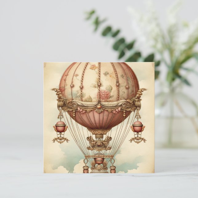 Vintage Steampunk Pink Hot Air Balloon (Standing Front)