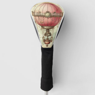 Vintage Steampunk Pink Hot Air Balloon (2) Golf Head Cover