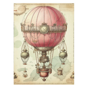 Vintage Steampunk Pink Hot Air Balloon (2) Tablecloth