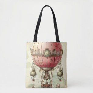 Vintage Steampunk Pink Hot Air Balloon (2) Tote Bag