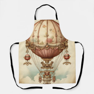 Vintage Steampunk Pink Hot Air Balloon Apron