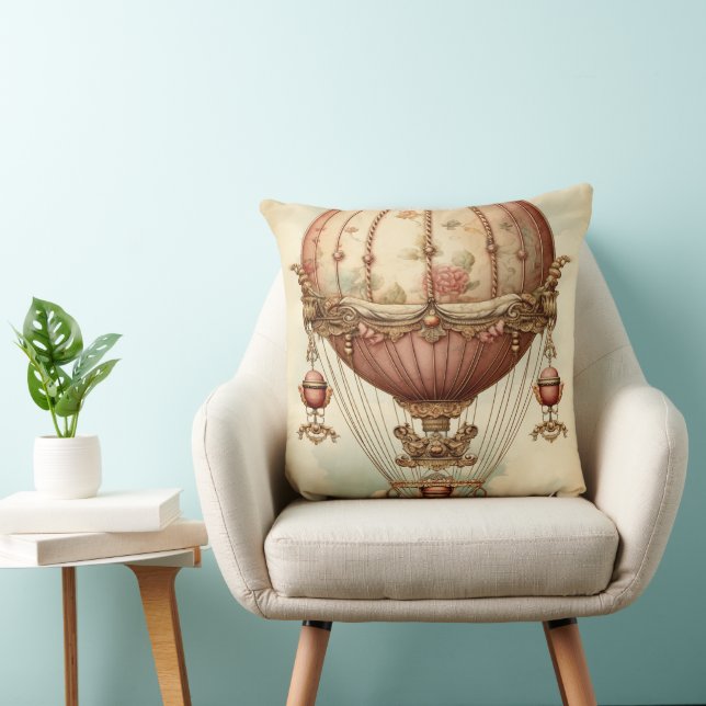 Vintage Steampunk Pink Hot Air Balloon Cushion (Chair)