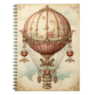 Vintage Steampunk Pink Hot Air Balloon Notebook